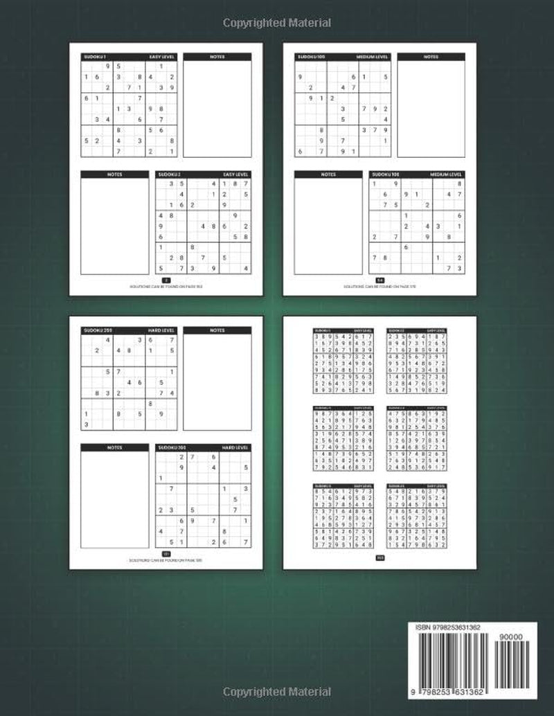 Sudoku Puzzle Book: Easy to Hard Levels | Large Print for Adults and Seniors | 8.5" x 11" Size | Solutions Included | Space for Notes on Each Page