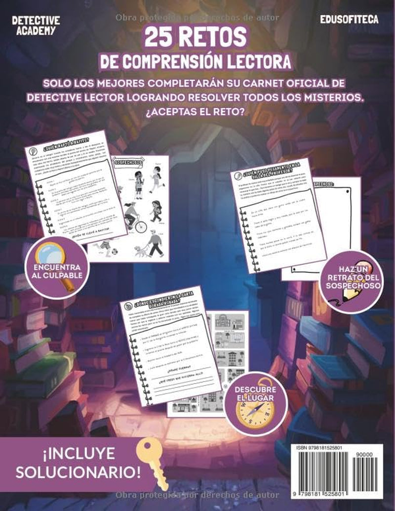 Lectotive - Comprensión lectora para niños.: Misterios de Lógica, Juegos de Descarte, Líneas de Tiempo y Retratos para aprender jugando. (Academia de Detectives) (Spanish Edition)