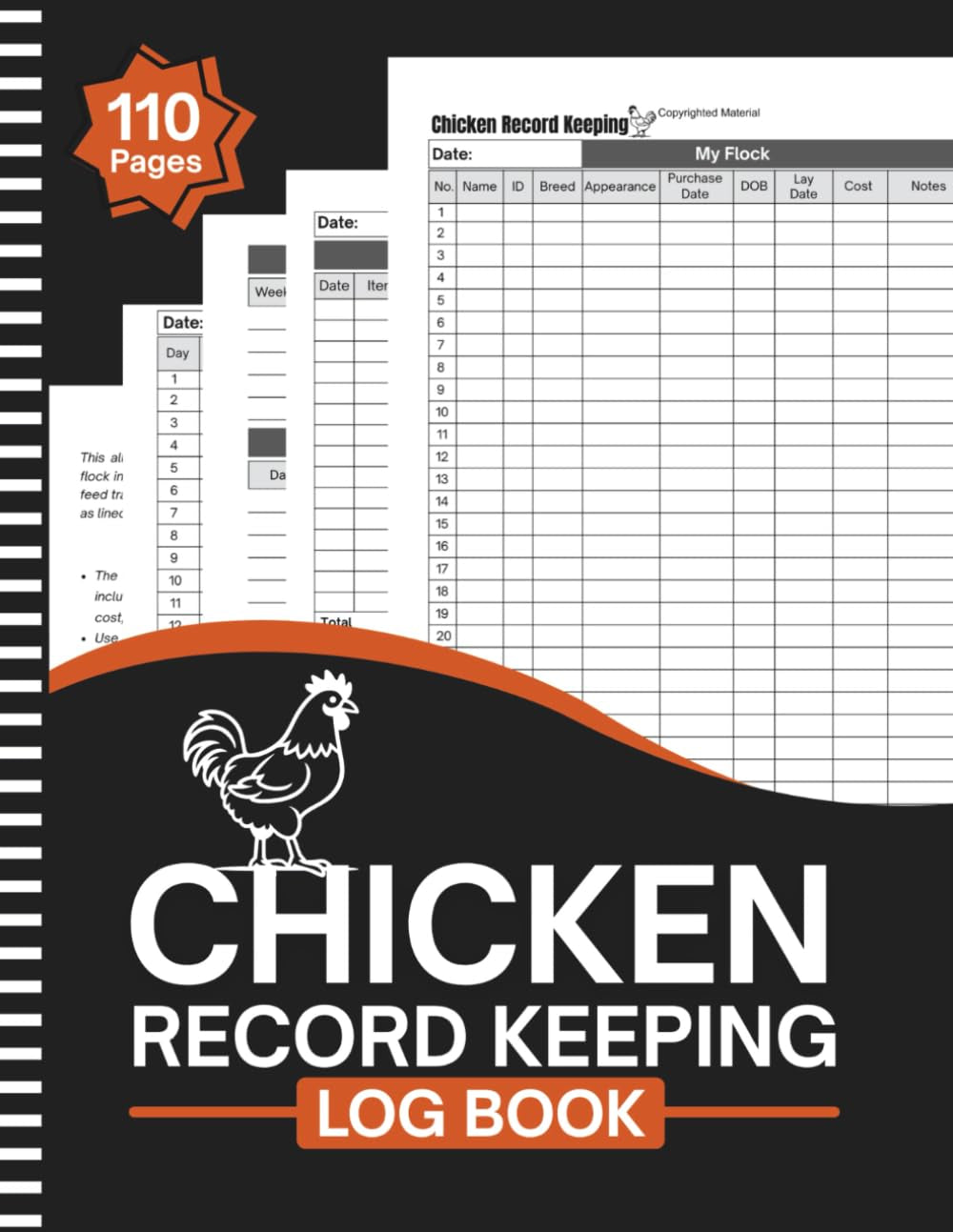 Chicken Record Keeping Log Book: Chicken Farming Planner & Tracker | Record Daily Egg Collection, Flock Health, Expenses, Sales & Coop Maintenance | Large Print 8.5" x 11" Inches, 110 pages