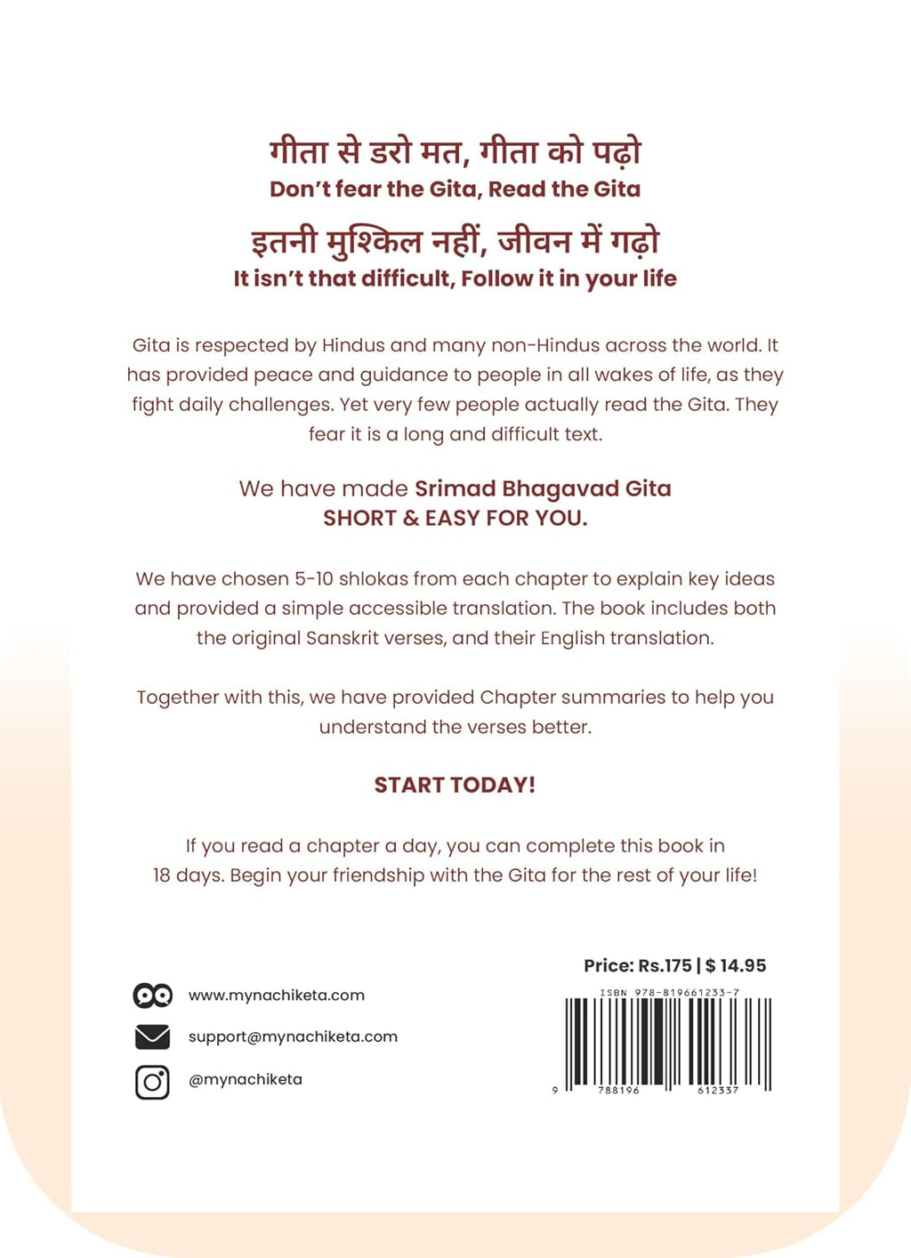 Gita Made Easy | Srimad Bhagavad Gita for Beginners - Short & Simple | 5–10 Key Shlokas from Each of the 18 Chapters with Summaries | For Ages 12+