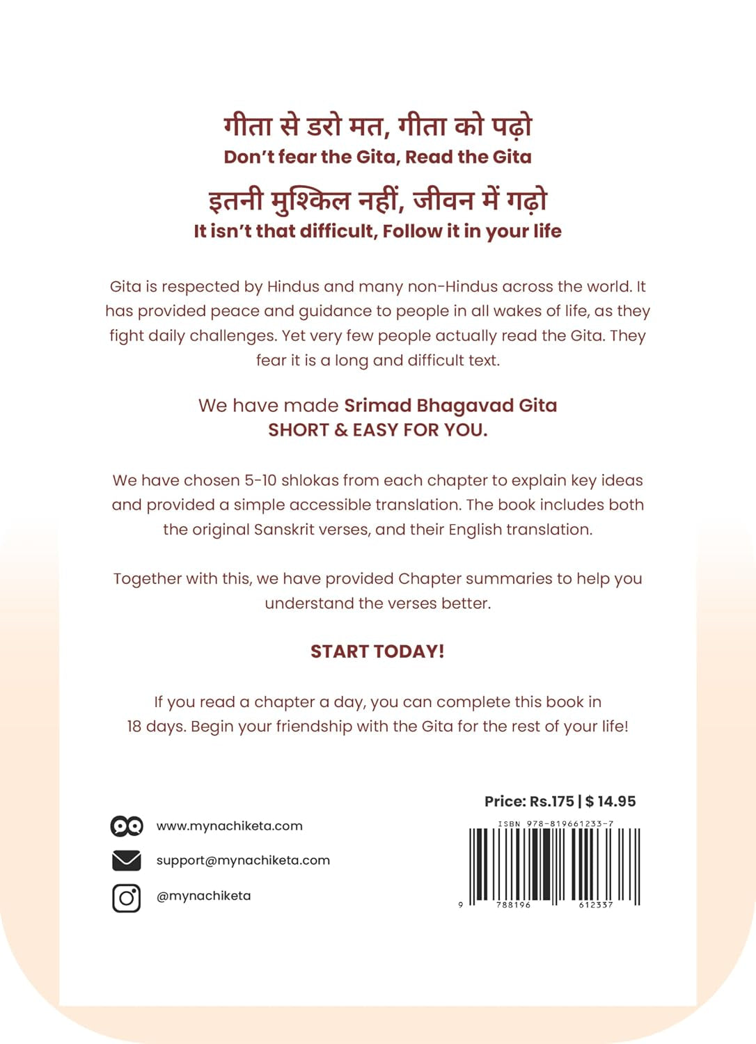 Gita Made Easy | Srimad Bhagavad Gita for Beginners - Short & Simple | 5–10 Key Shlokas from Each of the 18 Chapters with Summaries | For Ages 12+
