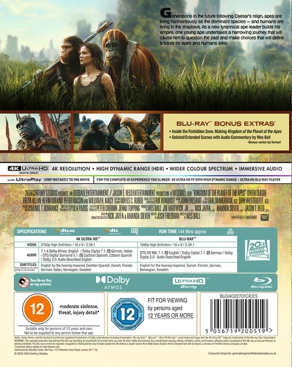The Kingdom of The Planet Of The Apes 4K UHD [Blu-ray] [Region A & B & C]