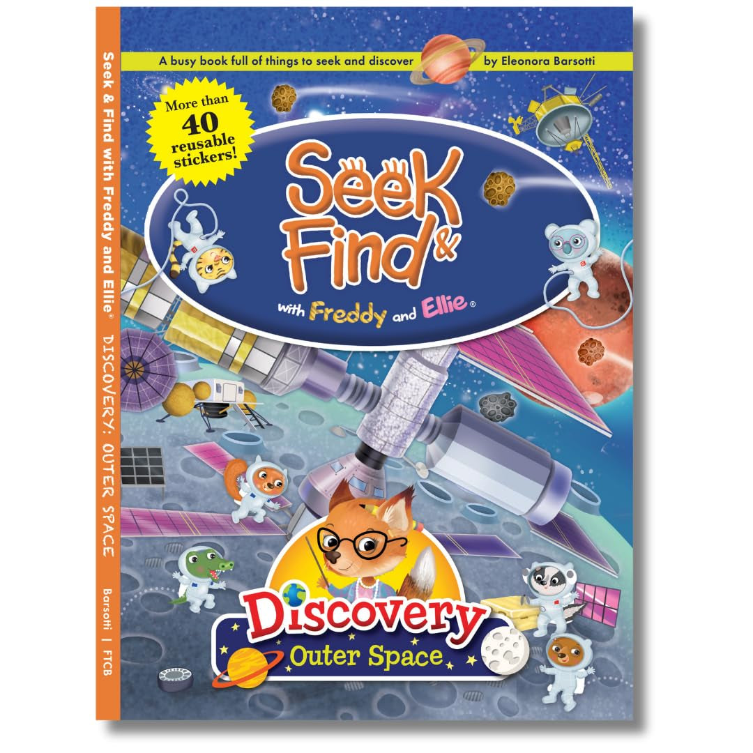 Seek & Find with Freddy and Ellie, 4 Book Set. Includes Dinosaurs, Outer Space, The Case of the Missing Mona Lisa, and The Secret of the Roman Colosseum