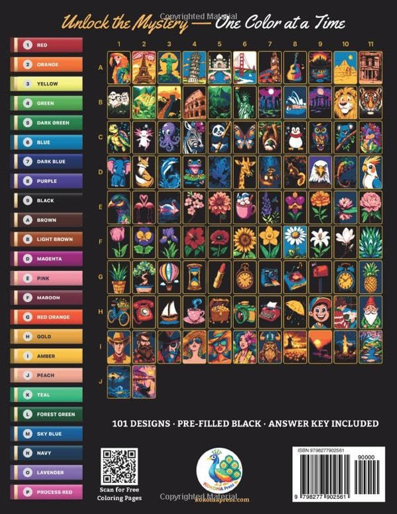 Color-By-Number - 101 Designs: Mystery Squares - Vol. 2: A Relaxing Pixel Mosaic Adventure for Adults and Teens with Hidden Illustrations of World ... Cozy Moments, and Timeless Everyday Scenes