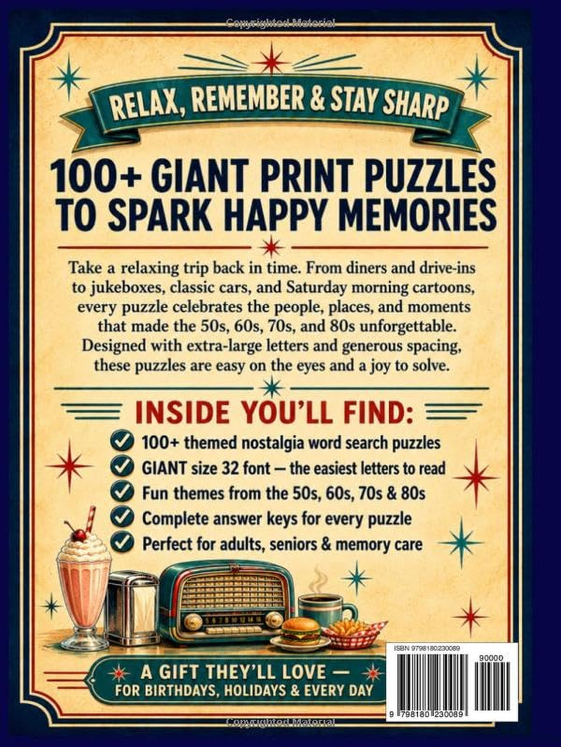 Giant Font Nostalgia Word Search: Extra Large Print Word Puzzles for Adults & Seniors | 100+ Easy-to-Read Puzzles from the 50s, 60s, 70s & 80s (Discover & Solve Word Search Series)