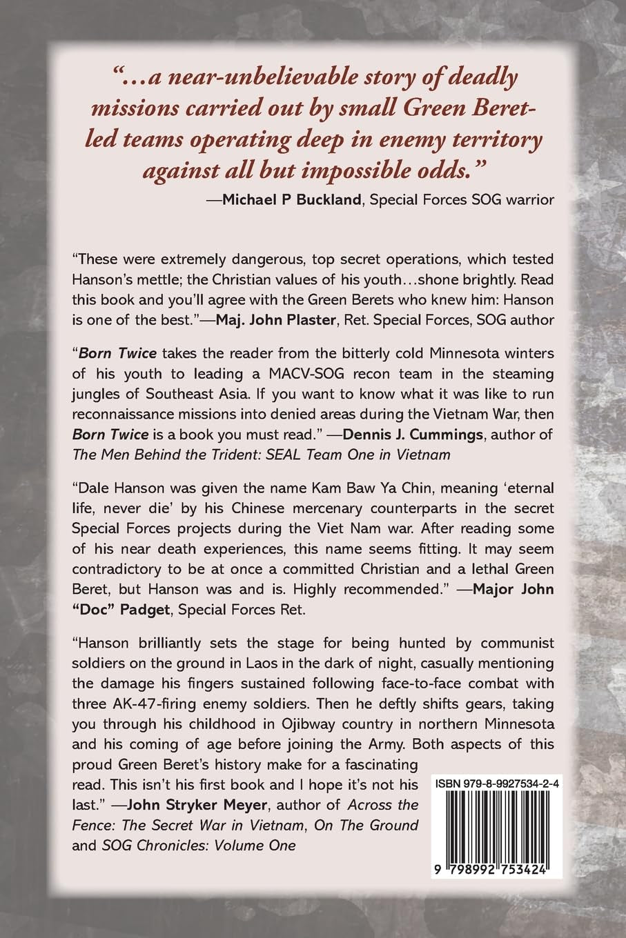 Born Twice: Memoir of a Special Forces SOG Warriorr