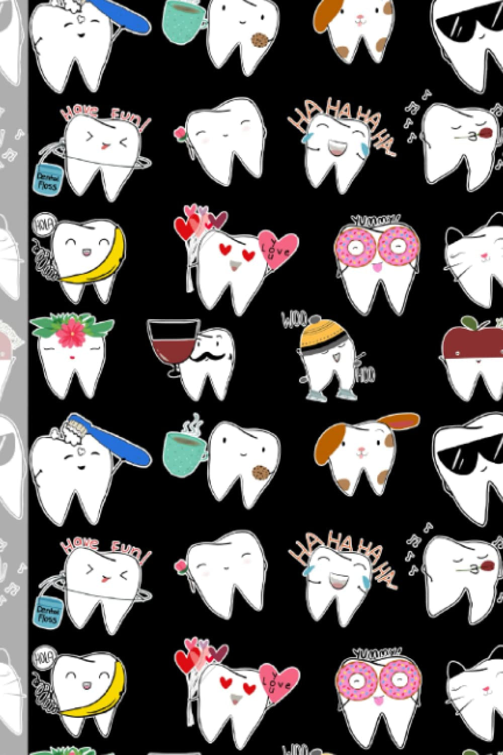 Happimola Teeth Emojis Notebook (Black) - For Dentists, Dental Assistants, Dental Hygienists, Dental Students, Dental Staff.