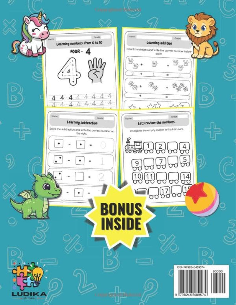 Preschool Math Workbook: 100+ Fun and Educational Activities to Learn Numbers, Counting, Shapes, Patterns, Addition and Subtraction | Preschool, Pre-K ... Ages 3–5 (Learn by Playing: Math for Kids)