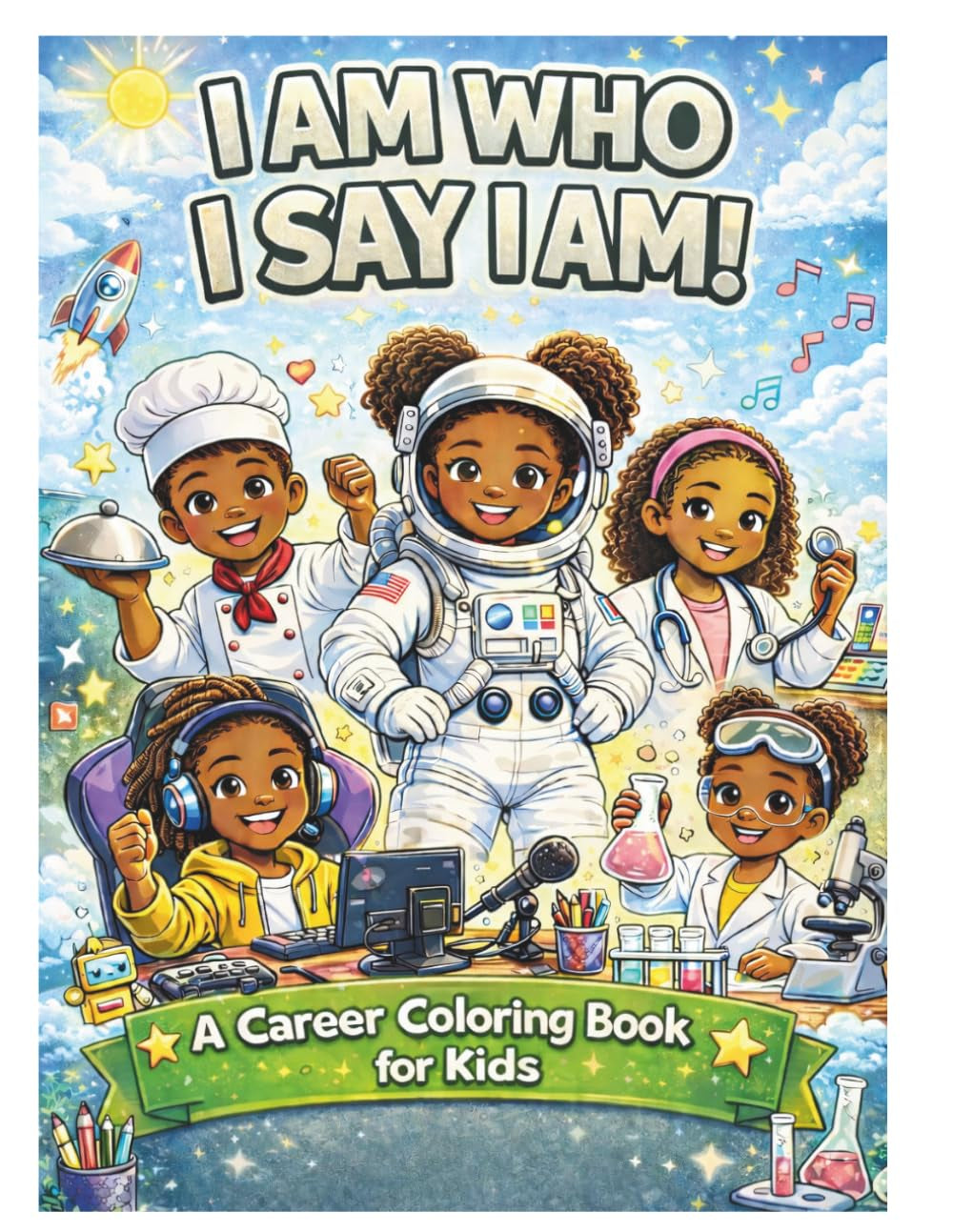 I AM WHO I SAY I AM: An Empowering Coloring Book for Kids Featuring Inspiring Careers and Positive Affirmations