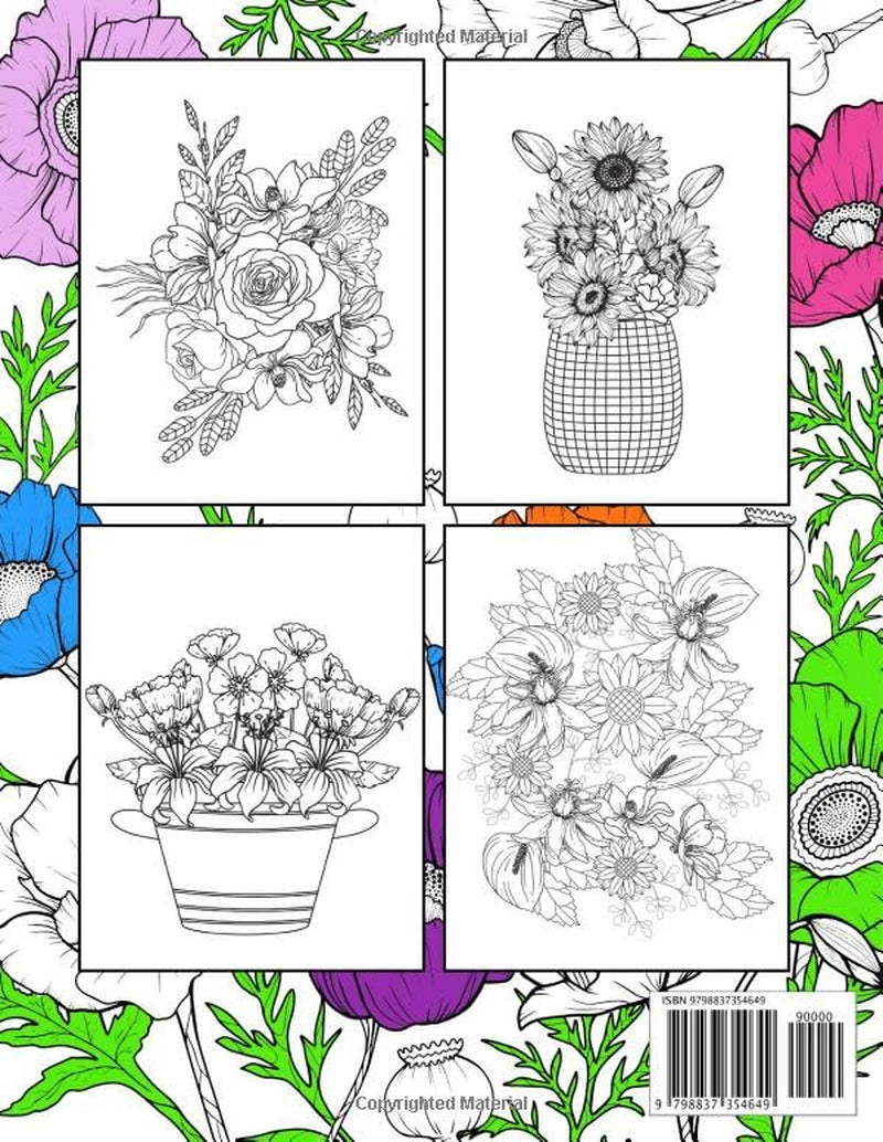 Anxiety Relief Coloring Book for Adults: 50 Relaxing Flowers of Mindfulness and Stress Reducing Coloring Templates to Ease Anxiety and Tension.