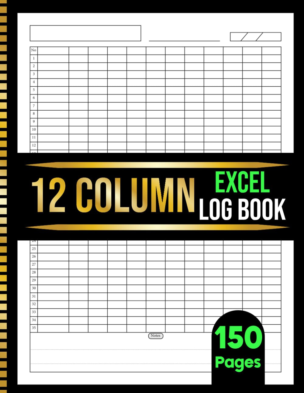 12 Column Excel Notebook: Blank Spreadsheet Log Book for Data Tracking, Accounting, Bookkeeping & Budgeting | 150 Pages 8.5x11