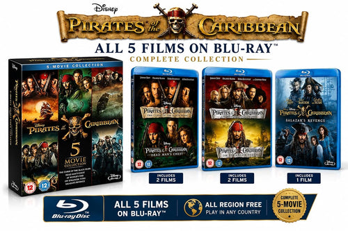 Pirates of the Caribbean 5-Movie Collection, Blu-ray Region Free, Complete Film Series Box Set