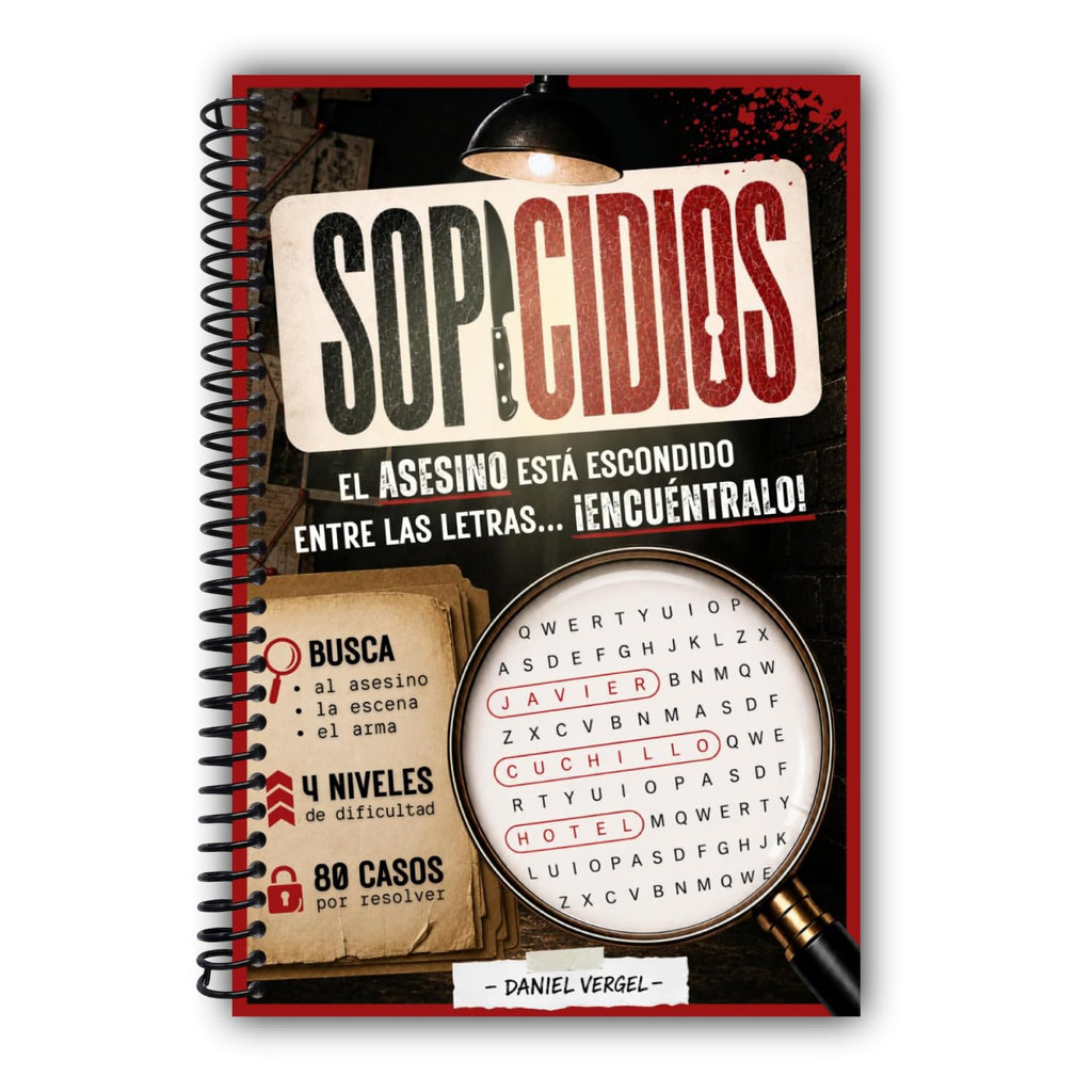 SOPICIDIOS: El asesino está entre las letras y tú eres el único detective capaz de encontrarlo - 80 sopas de letras de crímenes para resolver - ... y true crime para adultos. (Spanish Edition)