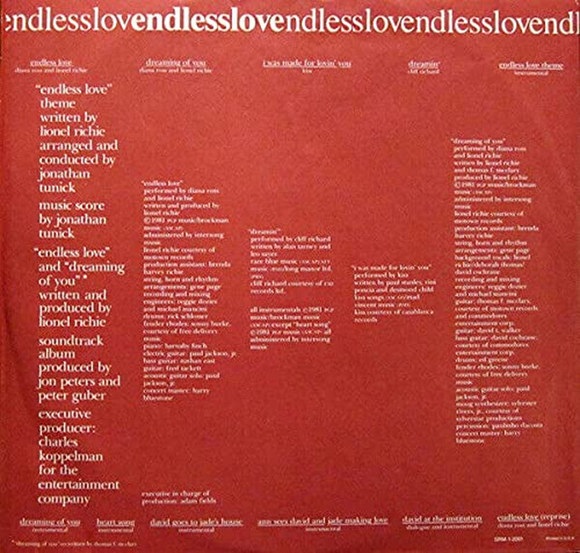 Endless Love - Motion Picture Soundtrack - Vintage Vinyl LP 1981 SRM-1-2001 - NM