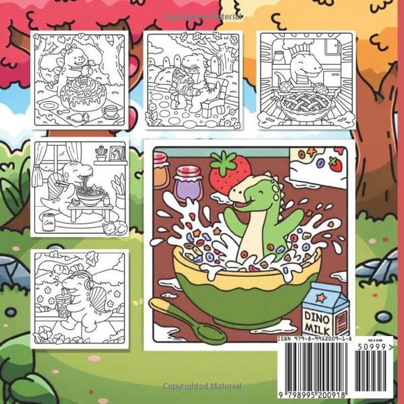 Cozy Dino Bites: Cute Dinosaurs Cooking, Eating Snacks and Treats with Fun Food-Themed Designs for Kids and Young Adults (Dinosaur Coloring Books)