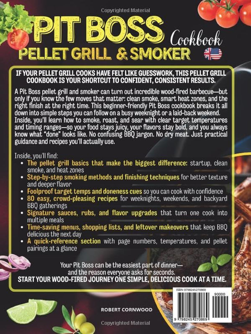 Pit Boss Pellet Grill & Smoker Cookbook for Beginners: 80 Easy Wood-Fired Recipes with Step-by-Step Smoking Techniques, Foolproof Temps, & Backyard BBQ Tips for Juicy, Flavor-Packed Results