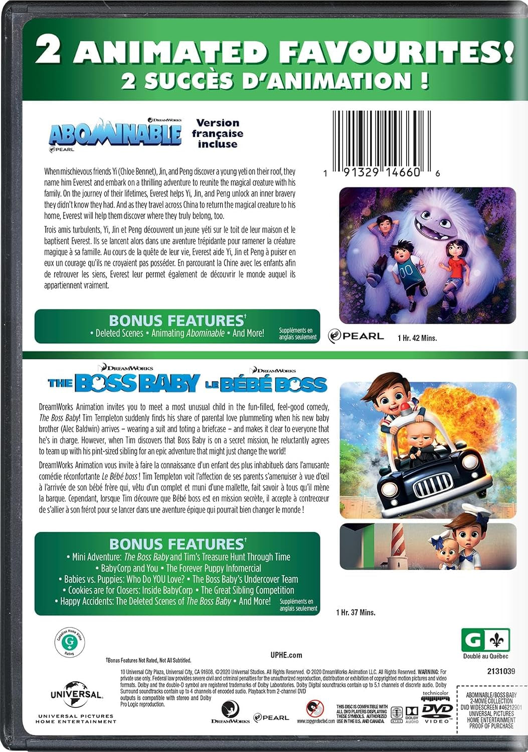 Abominable / The Boss Baby / Le Bebe Boss: 2 Movie Collection