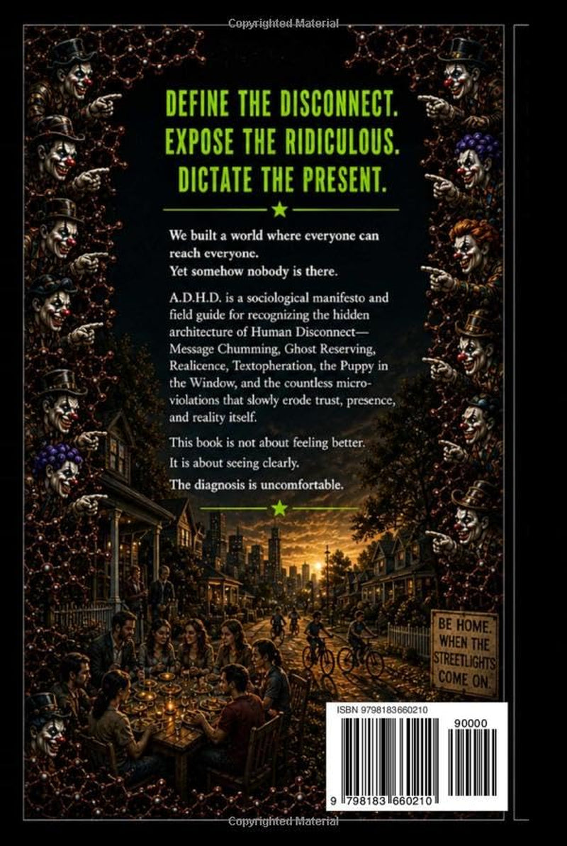 A.D.H.D.: Attention Deficit Human Disconnect: A Sociological Manifesto and Field Guide on Presence, Realitween, the Cultural House of Mirrors, and the Quiet Insanity of Modern Connection.