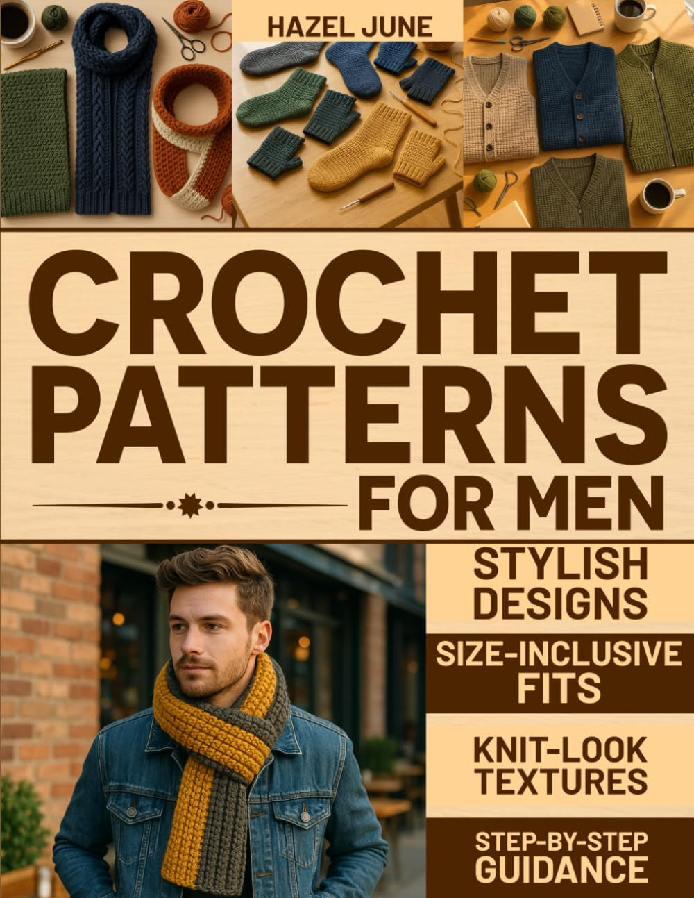 Crochet Patterns for Men: Modern, Stylish Designs with Size-Inclusive Fits, Knit-Look Textures, and Step-by-Step Guidance for Hats, Scarves, Sweaters, and More