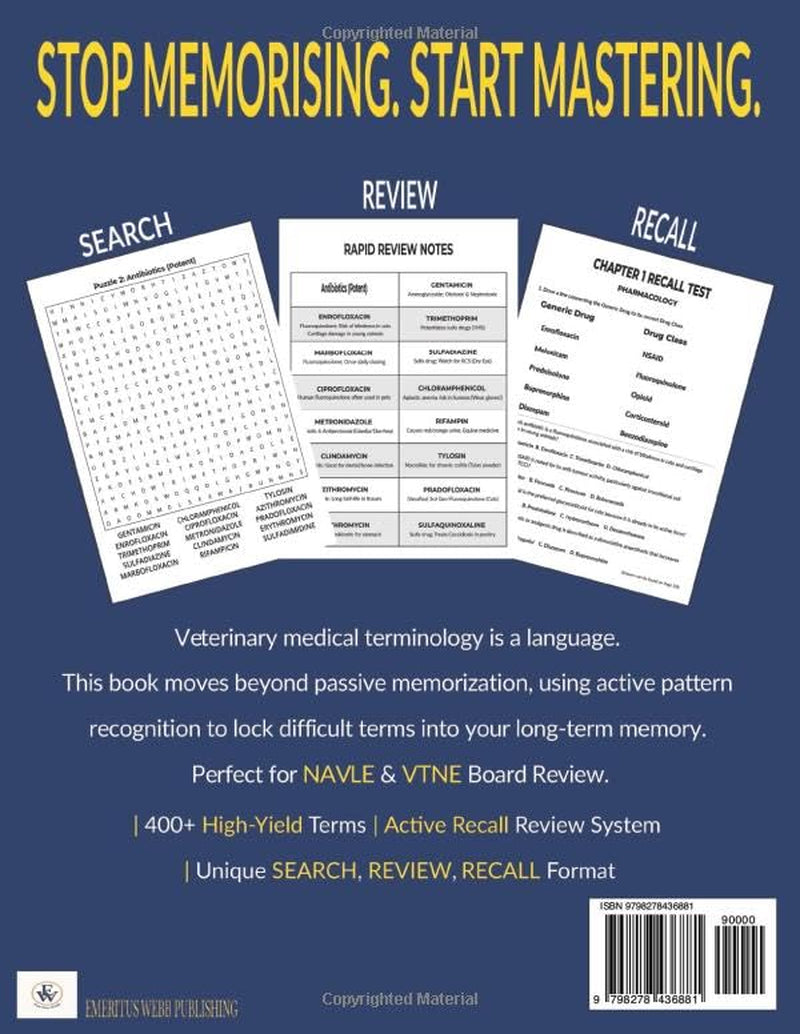 Veterinary Medical Terminology Word Search & Study Guide: Master the Spelling of High-Yield Terms for NAVLE & VTNE Revision | Includes Integrated Active Recall Flashcards for Every Puzzle