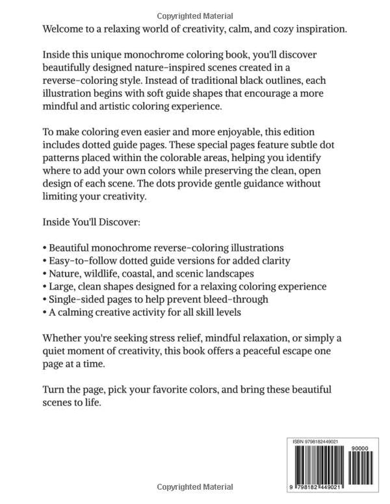 Nature in Monochrome: A Relaxing Reverse Coloring Book