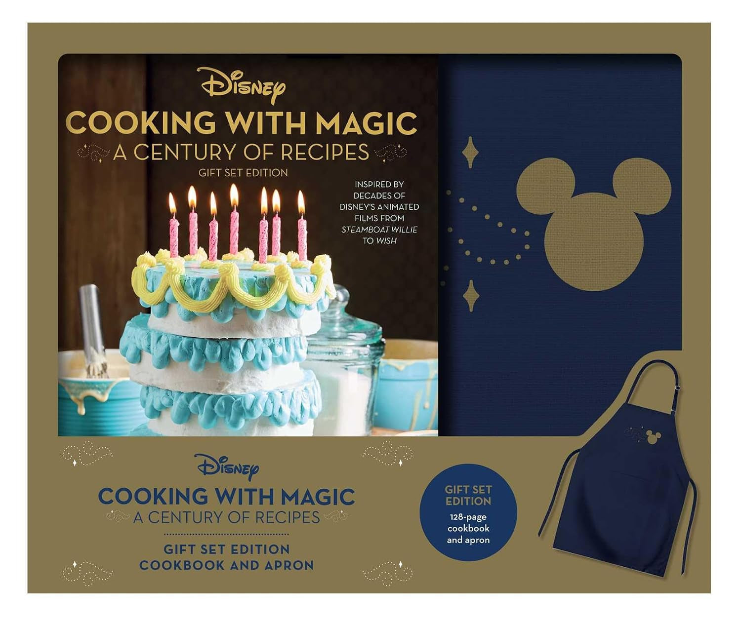 Disney: Cooking With Magic: A Century of Recipes Gift Set: Inspired by Decades of Disney's Animated Films from Steamboat Willie to Wish | Plus Exclusive Apron