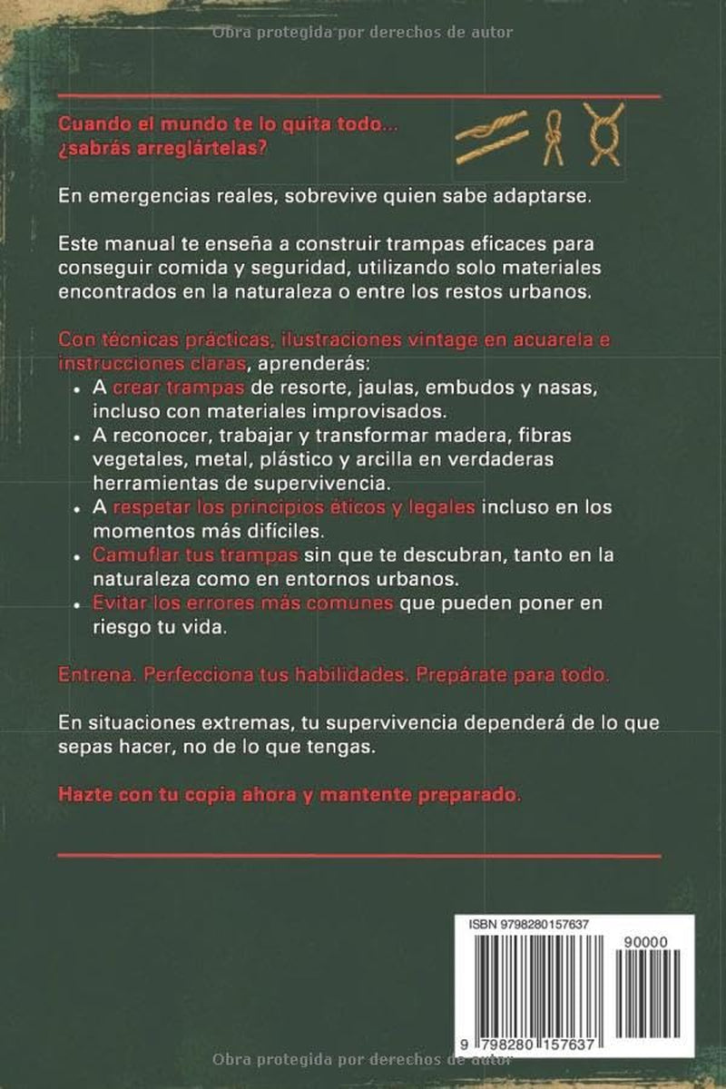 Manual de Supervivencia en Emergencias: las Trampas: Construir Dispositivos Seguros y Respetuosos con la Fauna con Materiales Improvisados, entre ... Conocimientos Ancestrales. (Spanish Edition)