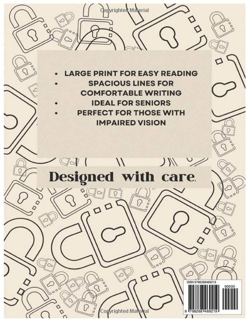 Password Keeper for Seniors & More...: Large Print - Easy to Read