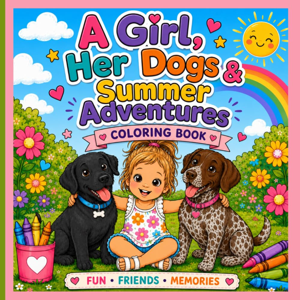 A Girl, Her Dogs & Summer Adventure: A fun kids coloring book filled with a busy toddler, cute dogs, friendship, laughter and summer adventures!