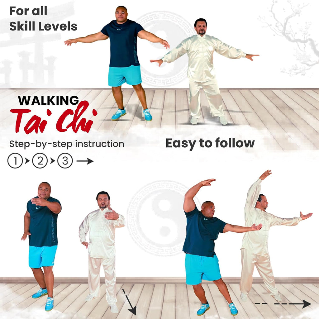 Tai Chi for Seniors and Beginners –TAI CHI WALKING DVD + Tai Chi Walking Chart. Balance, Stretching, Strength Tai Chi DVD. Tai Chi chair workout DVD. Tai Chi chair exercise for seniors no chair yoga | Tai Chi for seniors: blends Tai Chi Walking, Qigong, T