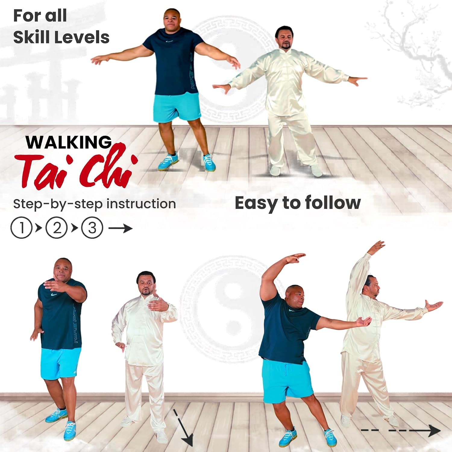 Tai Chi for Seniors and Beginners –TAI CHI WALKING DVD + Tai Chi Walking Chart. Balance, Stretching, Strength Tai Chi DVD. Tai Chi chair workout DVD. Tai Chi chair exercise for seniors no chair yoga | Tai Chi for seniors: blends Tai Chi Walking, Qigong, T