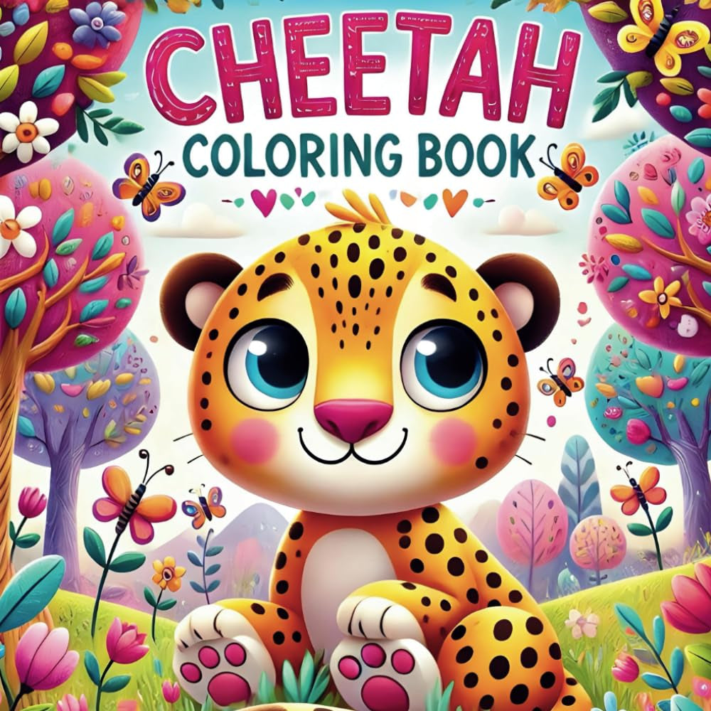 Cheetah Coloring Book: Wild Animal Coloring Book for Kids with 50 Fun Facts About Cheetahs and Nature, Educational Activity Book for Boys and Girls Ages 4-8