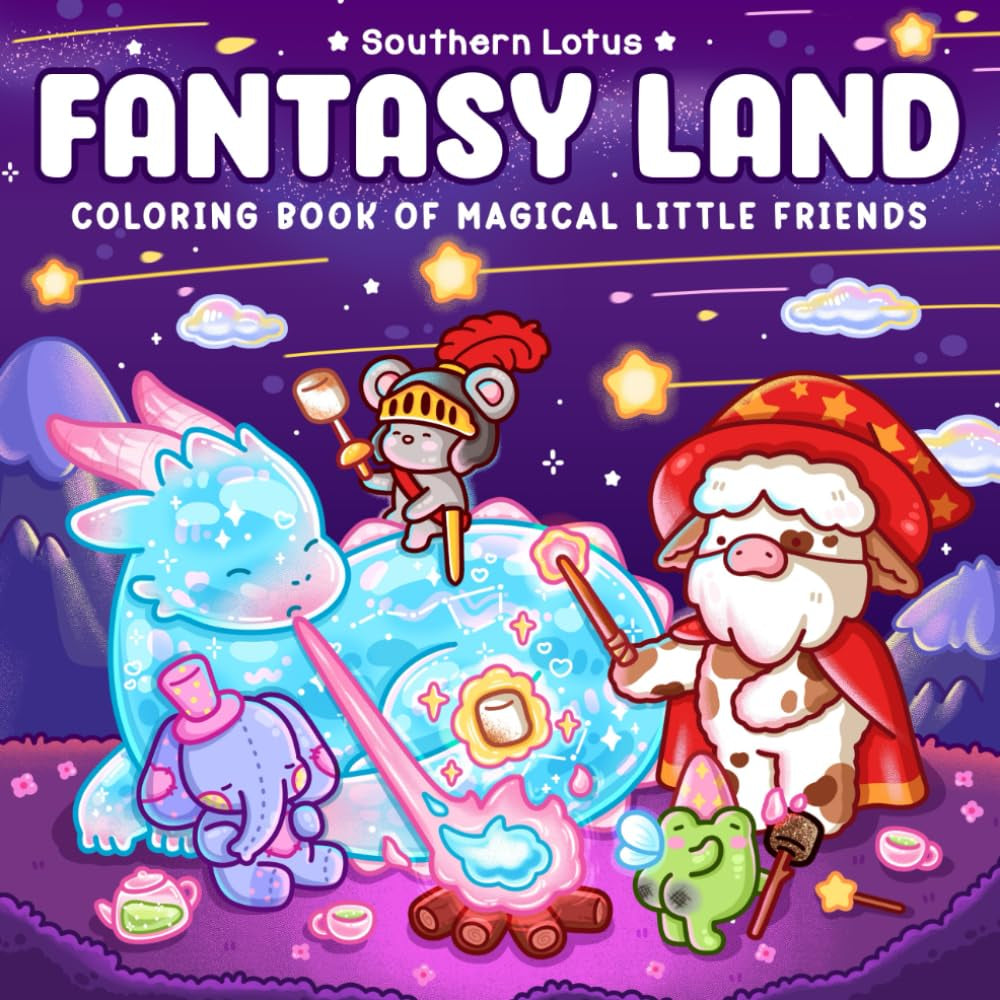 Fantasy Land: Coloring Book for Adults and Teens Featuring Little Friends in Magical World with Cute Cozy Moments and Funny Adventures for Relaxation