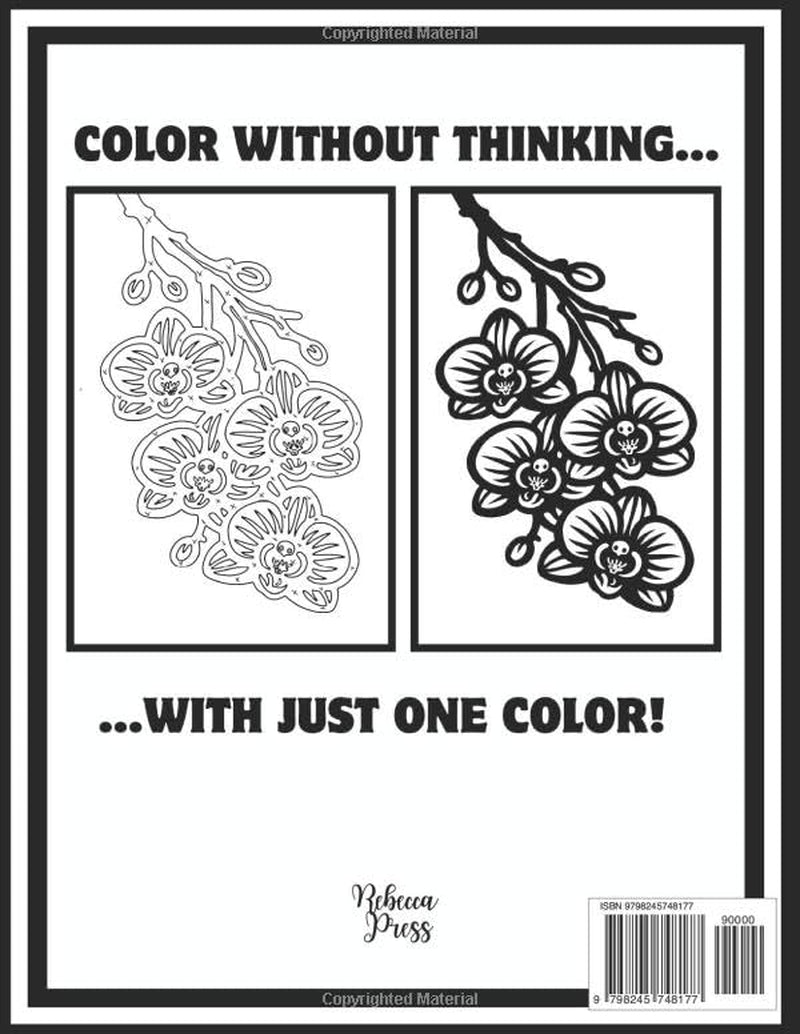 Botanical Moments Monochrome Coloring book: 50 Floral & Nature Designs for Relaxing Monochrome Coloring, Mindfulness and Stress Relief for teens, adults and seniors.