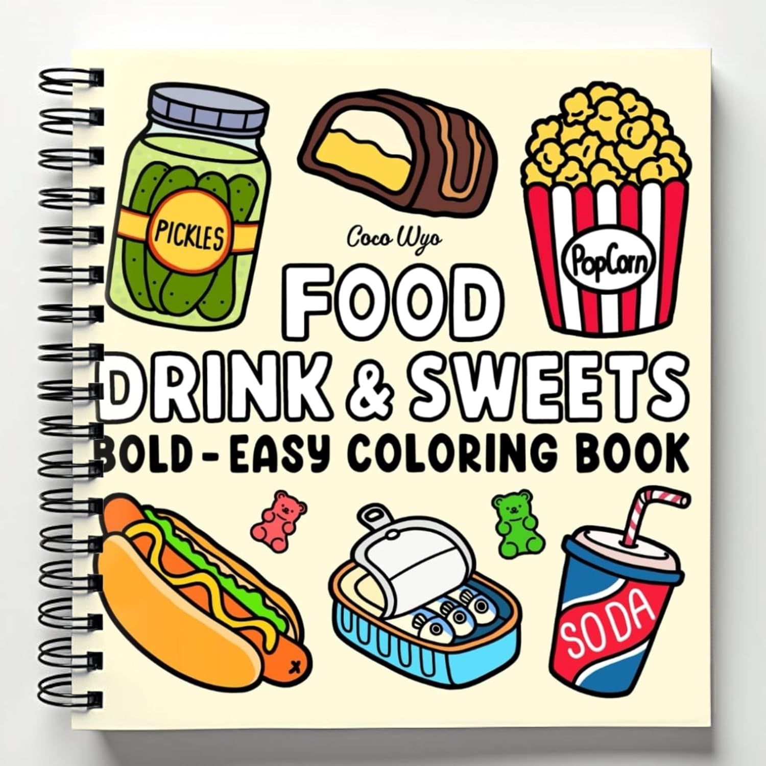 Food Drink & Sweets: Coloring Book for Adults and Kids, Bold and Easy, Simple and Big Designs for Relaxation Featuring a Variety of Foods, Drinks, Desserts and Fruits (Bold & Easy Coloring)