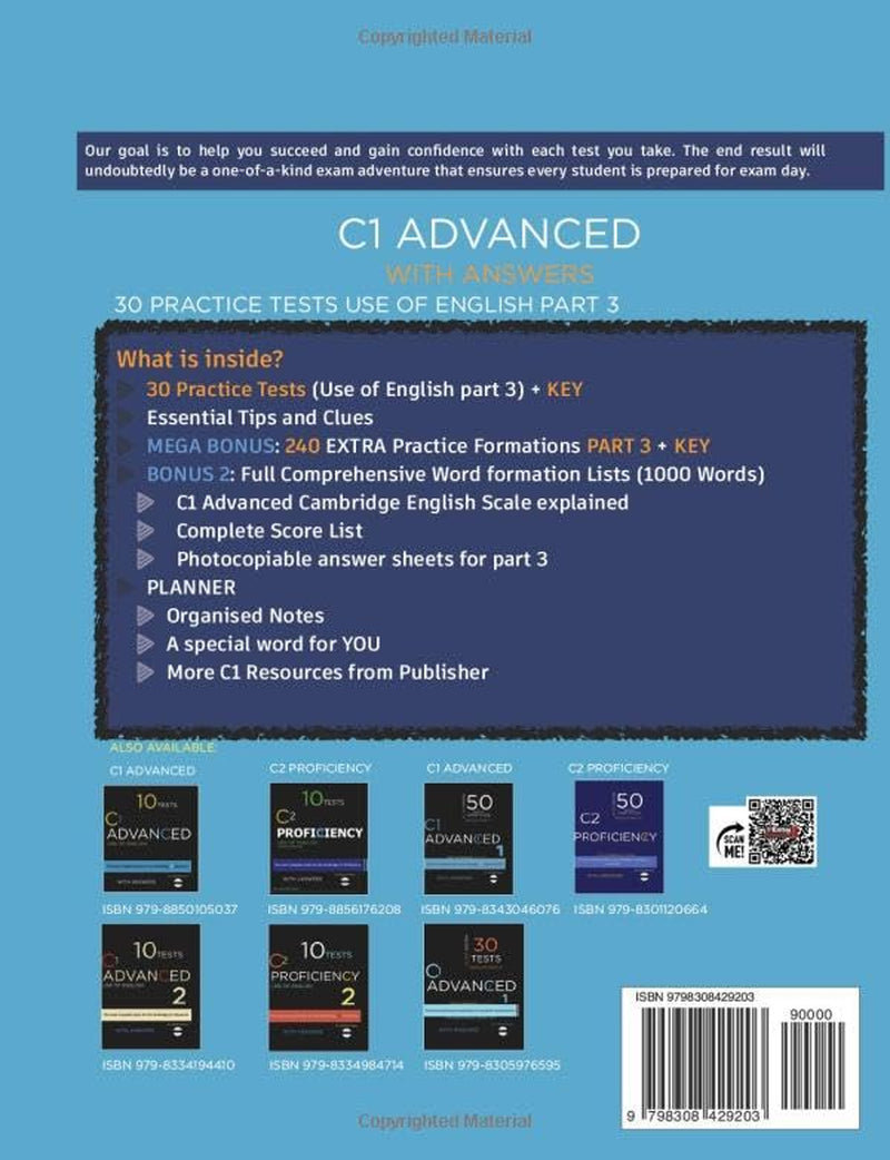 C1 ADVANCED (Word Formation): 30 Practice Tests for the Cambridge Exam with Key