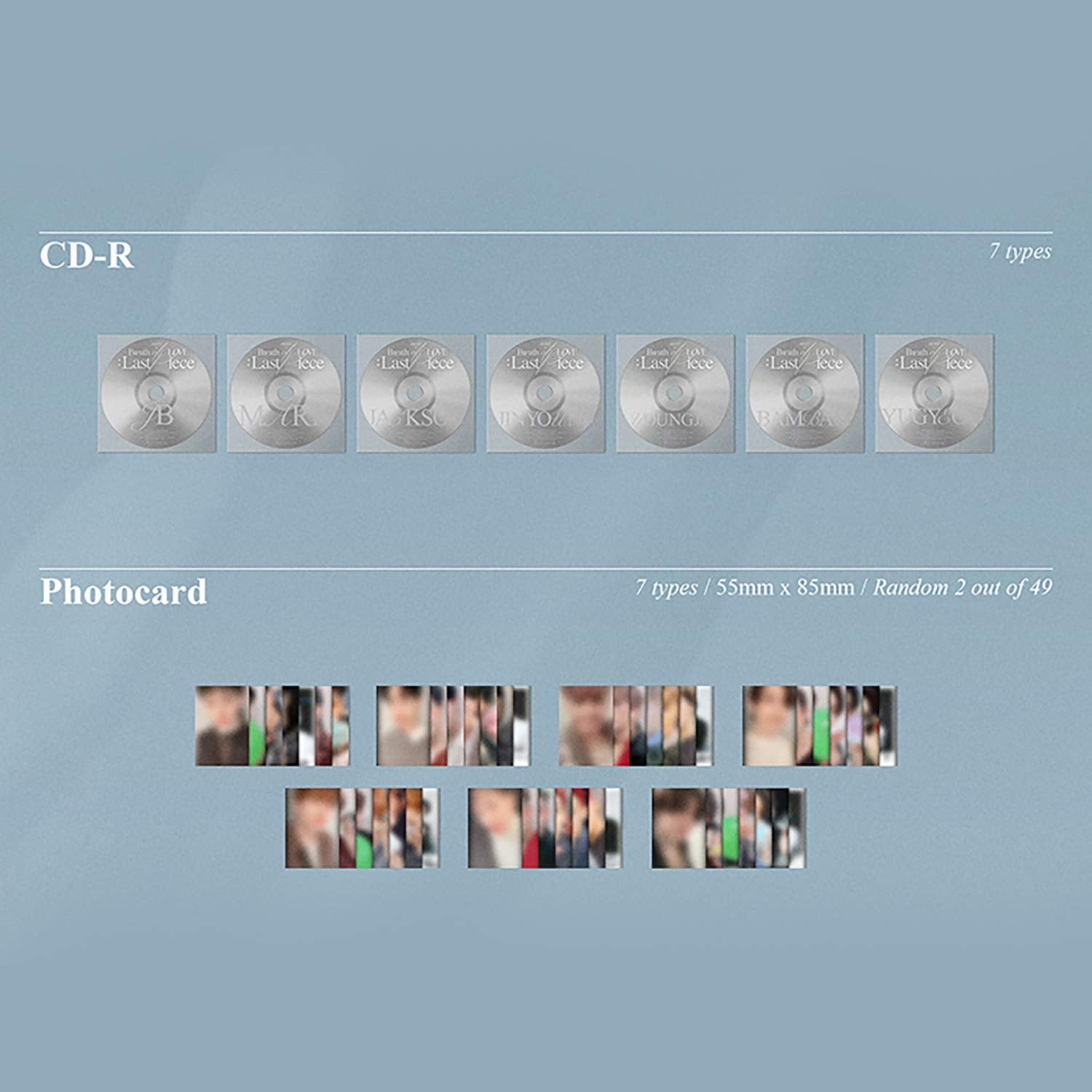 GOT7 Breath of Love : Last Piece MARK Ver. Photobook R + Photocard + Mini Folding Poster + Moment Film + Keyring + Postcard + Polaroid + Poster + 1 Hand Mirror + 4 Extra Photocards