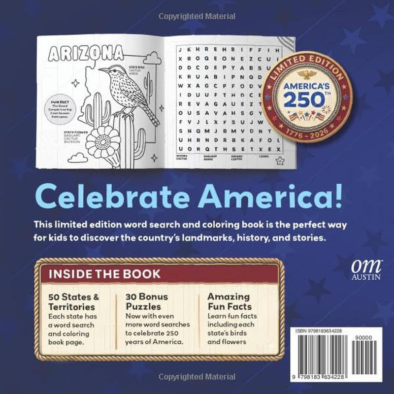 Ultimate United States of America Word Search & Coloring Book: 250th Anniversary Edition: Fun Facts, State Birds & Flowers, and Educational Puzzles ... (The Ultimate Word Search Adventure Series)