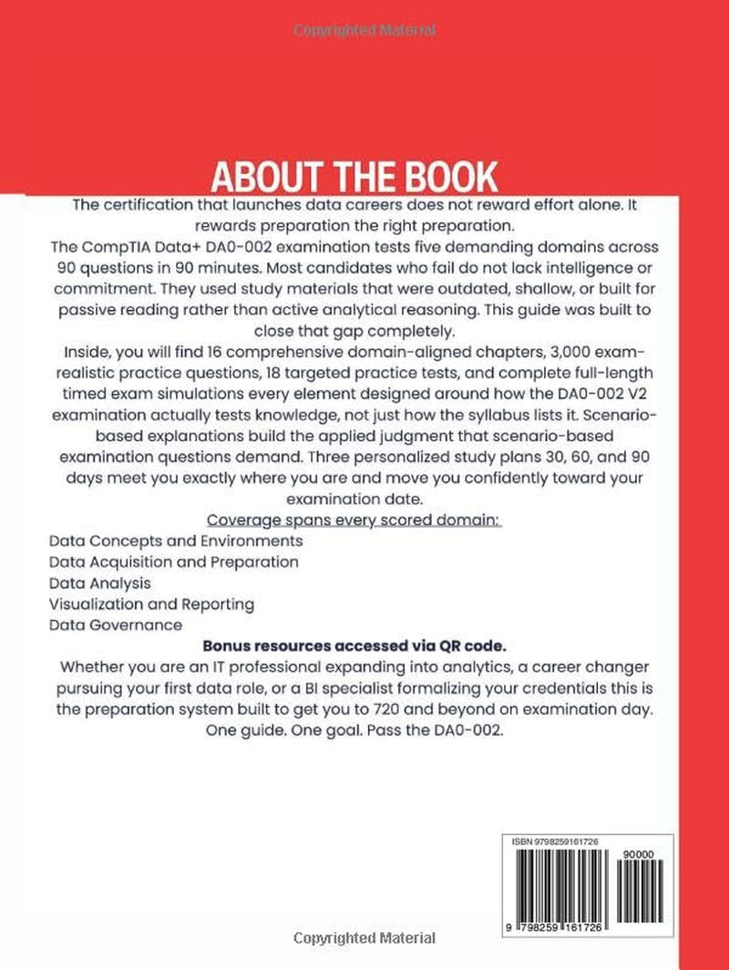 CompTIA Data+ DA0-002 STUDY GUIDE 2026–2028: Complete Exam Prep with Practice Questions and Domain Reviews for V2 Certification