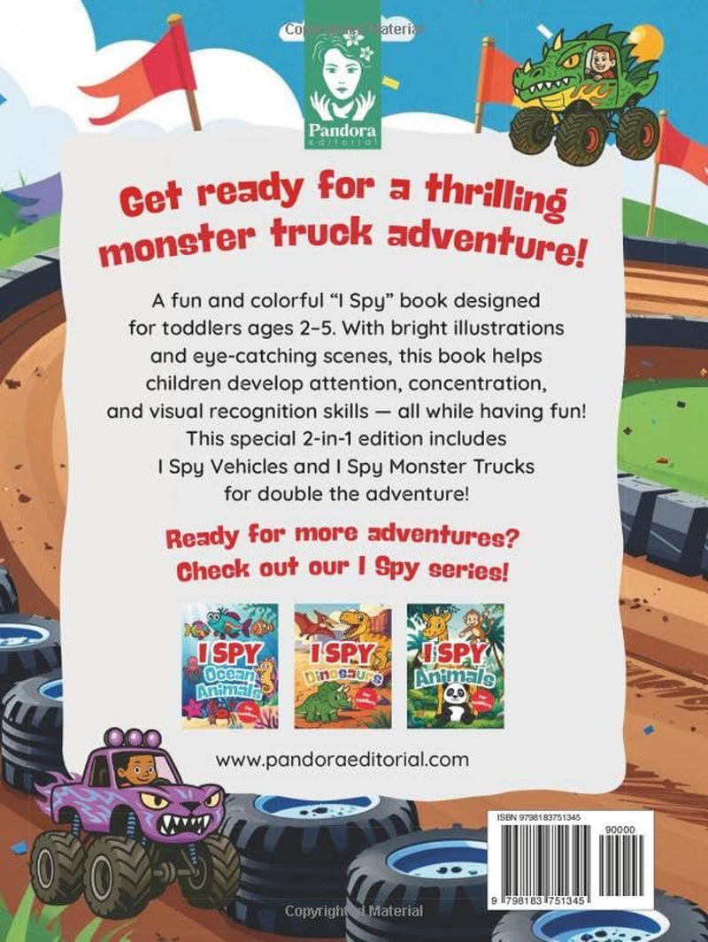 I Spy Monster Trucks 2-in-1: A Fun Search and Find Book for Kids and Toddlers | Includes I Spy Vehicles | Preschool Activity Game | Perfect Gift for Boys & Girls (I Spy Books for Toddlers)
