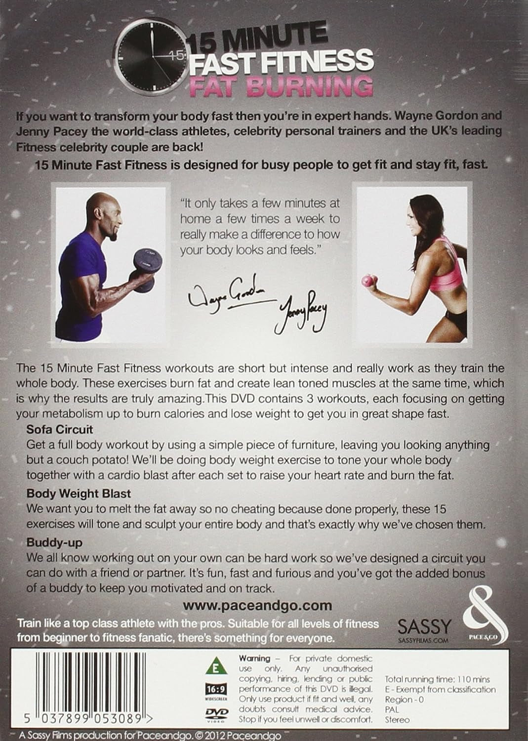 15 Minute Fast Fitness with Jenny Pacey and Wayne Gordon - Fat Burn Non USA PAL Format