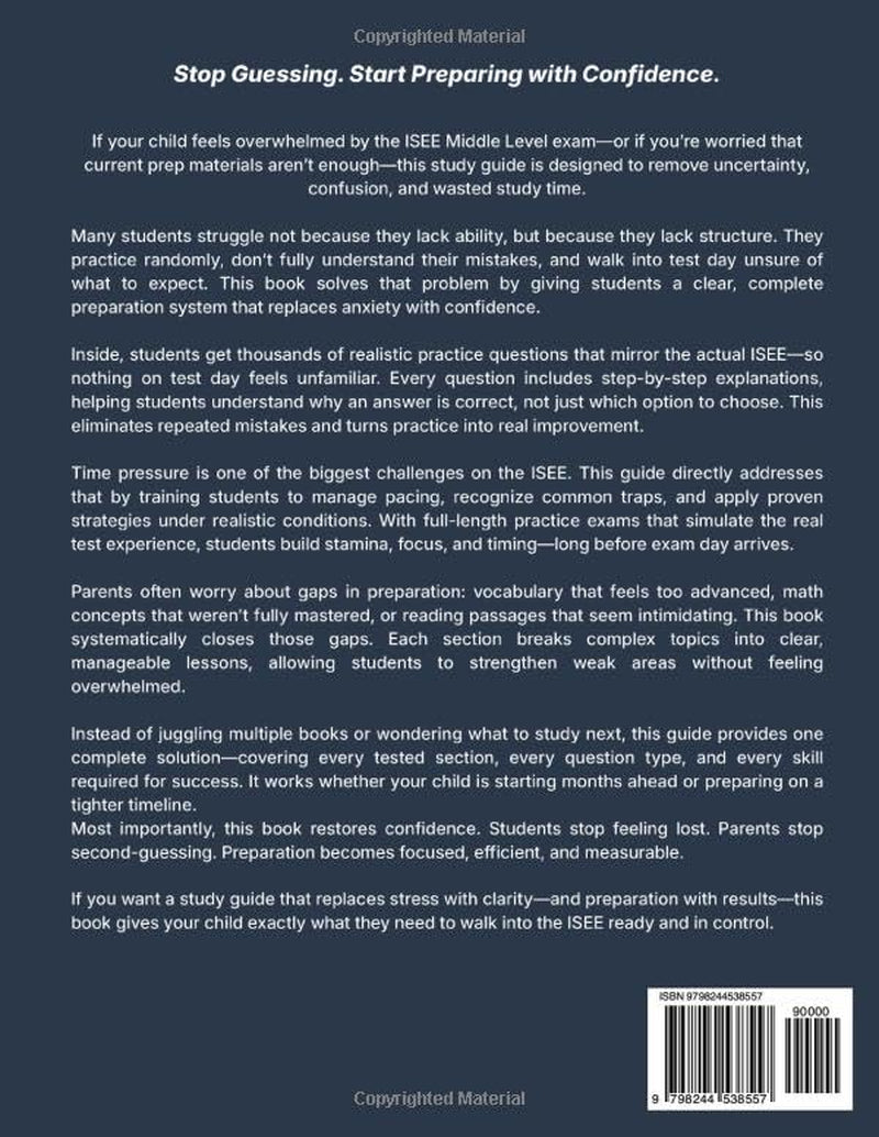 ISEE Middle Level Test Prep: 3200 Questions, Full Length Practice Exams with Step by Step Explanations and Proven Strategies