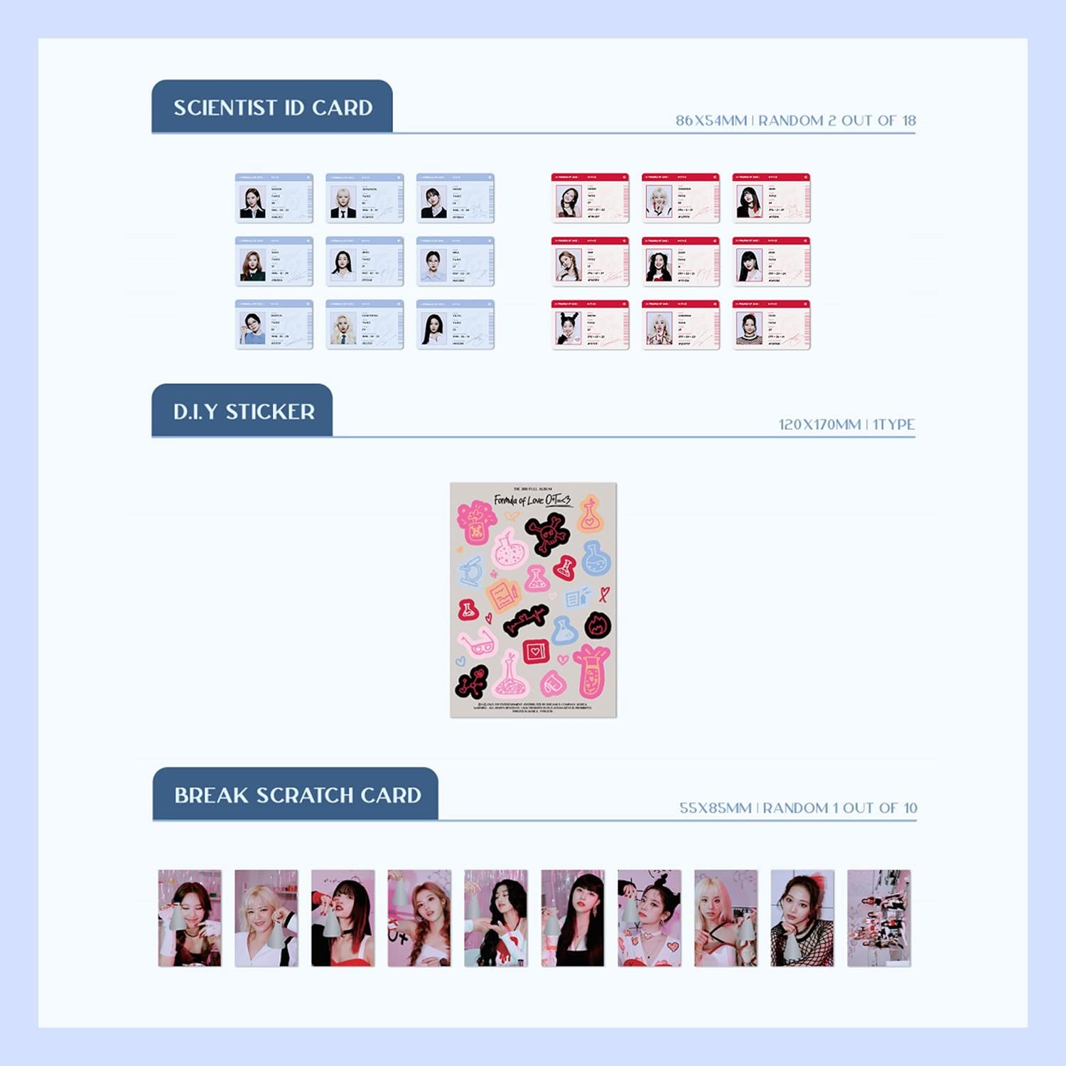 Formula of Love: O+T=< 3 The 3rd Full Album STUDY ABOUT LOVE Ver. Photobook R + Index Photo Paper + Scientist ID Card + 5 Extra Photocards Official K-POP Sealed Album
