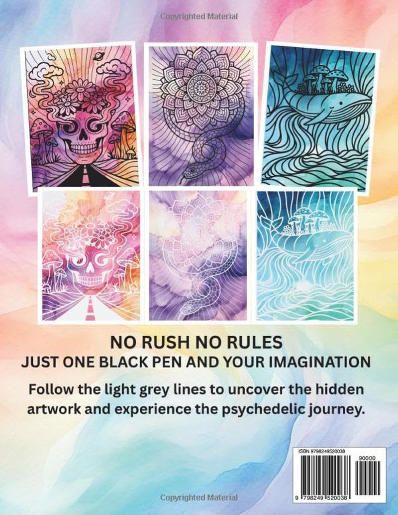 Ink Tracing Trippy Days: Bold Groovy Psychedelic Designs to Explore with One Black Pen For All Ages (Ink Bliss - Reverse Coloring Books (Color Version))