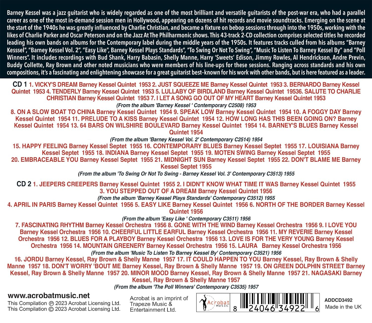 The Contemporary Years: Selected Recordings 1953-57