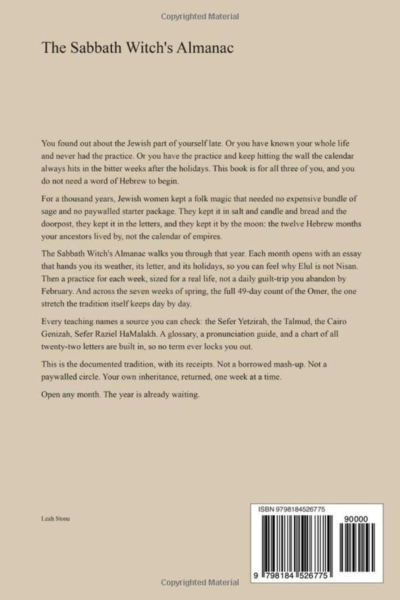 The Sabbath Witch's Almanac: A Year of Jewish Folk Magic Through 12 Hebrew Months (The Jew-itch's Grimoire)