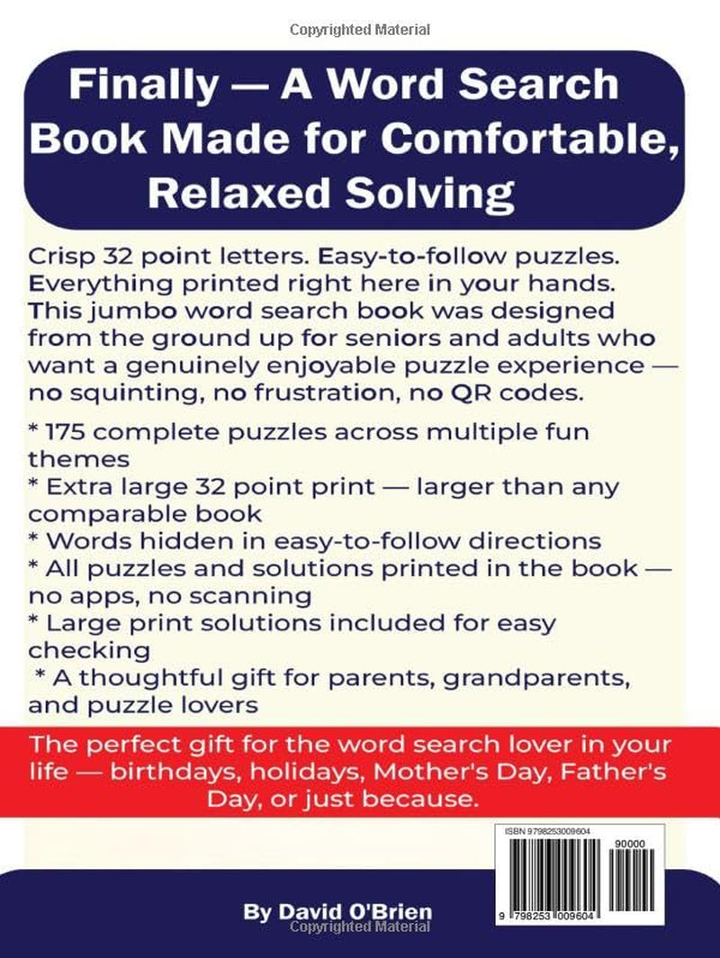 Easy Giant Word Search for Seniors: Extra Large 32-Point Print Word Puzzles for Relaxation and an Active Mind (Discover & Solve Word Search Series)