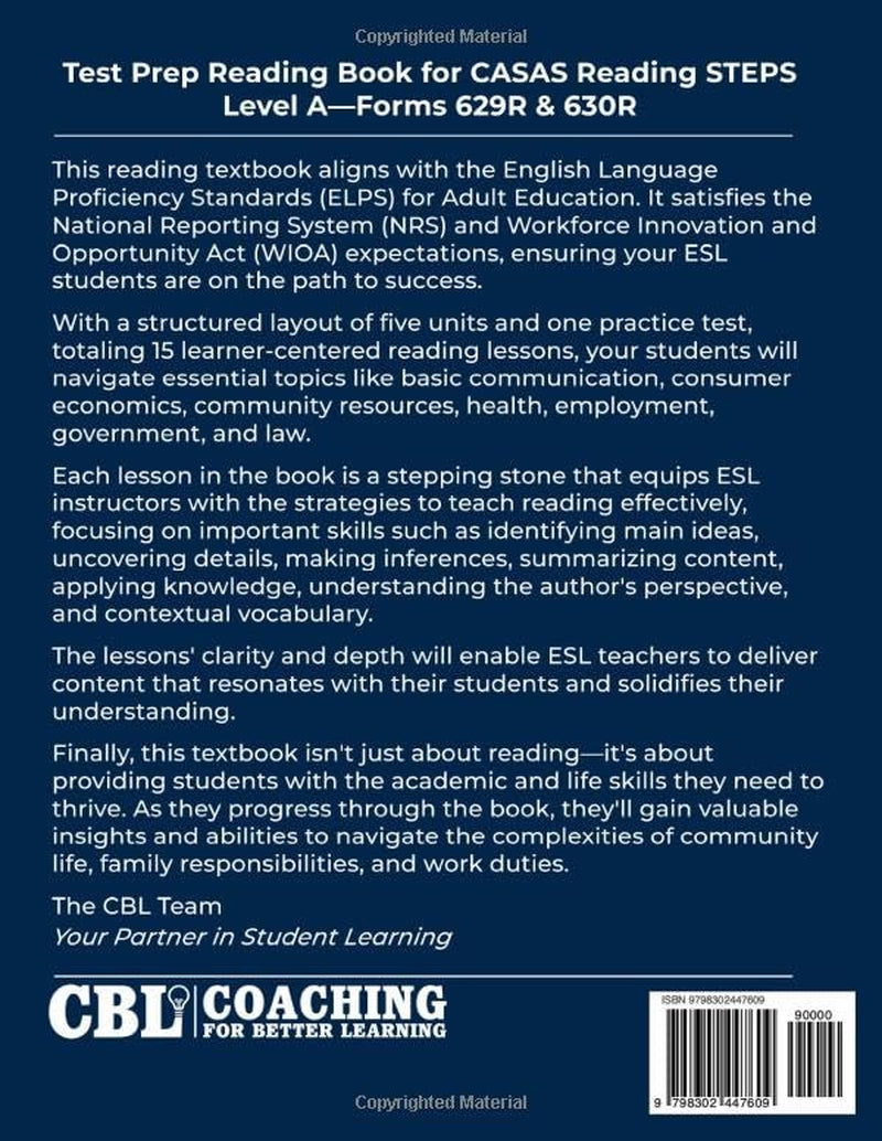 Test Prep Reading Book for CASAS Reading STEPS Level E—Forms 629R and 630R