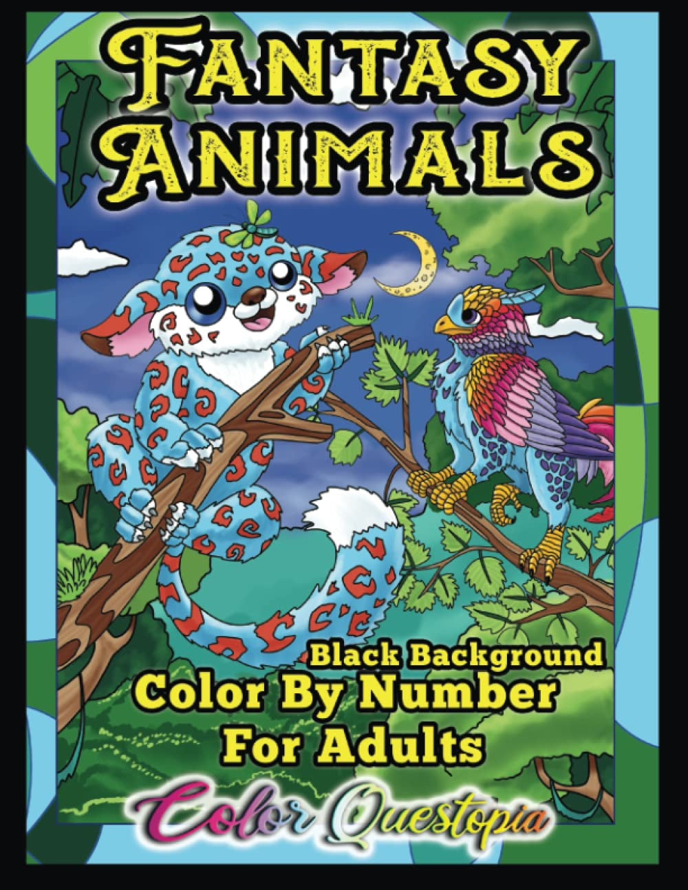 Fantasy Animals Color By Number for Adults BLACK BACKGROUND: Cute Beautiful Mythical Creatures Coloring Book