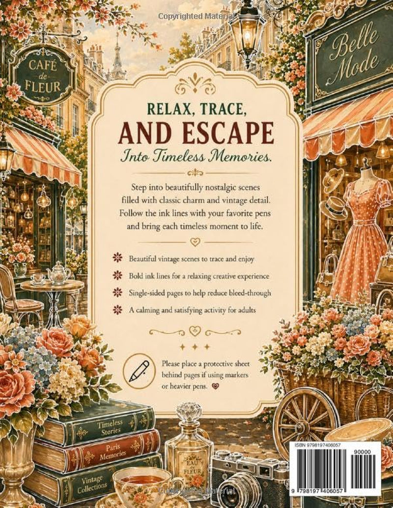 Ink Tracing Timeless Vintage Scenes: A Relaxing Ink Tracing Book Inspired by Retro Style and Vintage Beauty